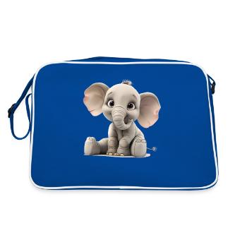 Little young funny elephant - Retro Bag - blue/white - Back