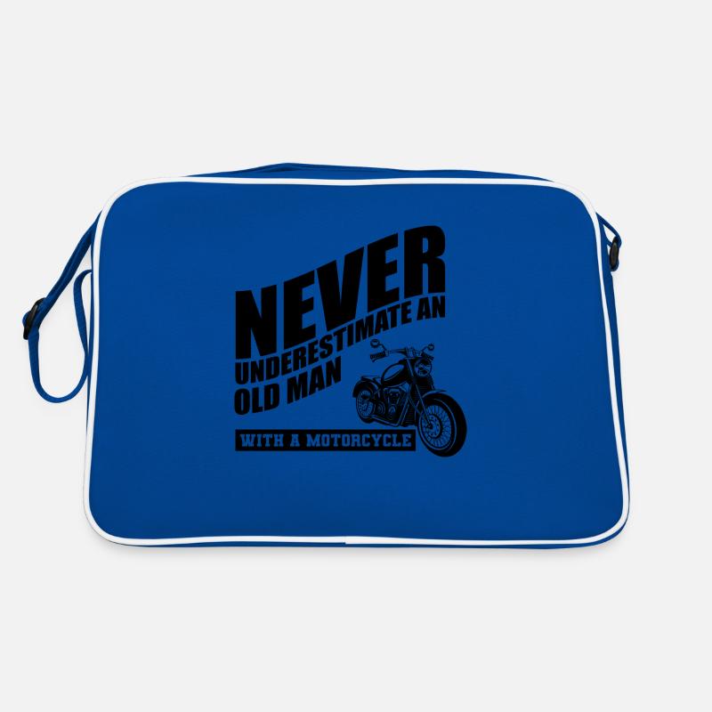 Lustiger Motorrad Spruch - Retro Tasche - Blau/Weiß