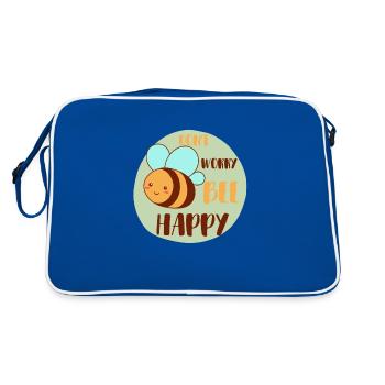 Don`t worry Bee Happy - Retro Tasche - Blau/Weiß - Hinten