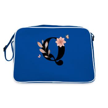 Lettre q fleurs sauvages aquarelles - Sac Retro - bleu/blanc - Dos