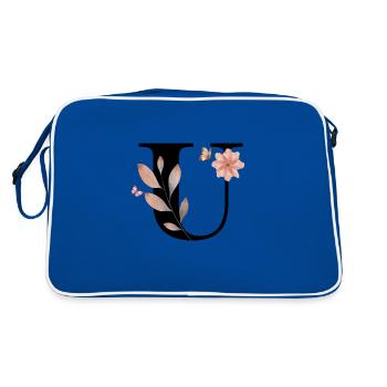 Letter u Wildflowers Watercolors - Retro Bag - blue/white - Back