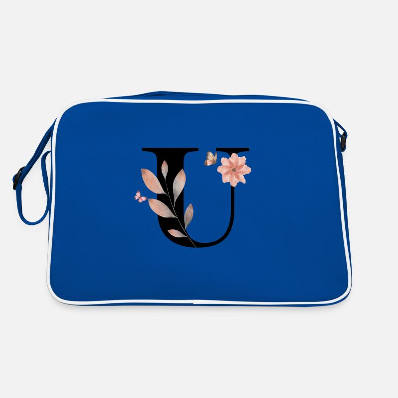 Buchstabe u Wildblumen Aquarelle Retro Tasche