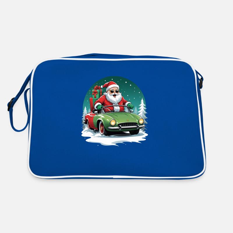 Weihnachtsmann Xmas Geschenke Weihnachten Auto - Retro Tasche - Blau/Weiß
