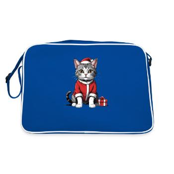 Chat de Noël Père Noël Chat Chat Chat Cadeau - Sac Retro - bleu/blanc - Dos