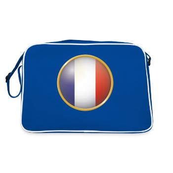 Frankreich Emblem - Retro Tasche - Blau/Weiß - Hinten