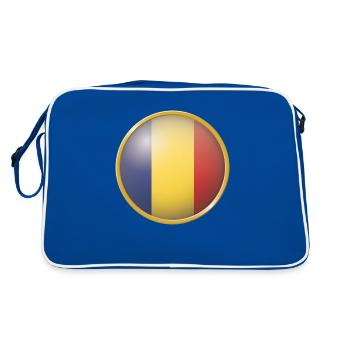 Rumänien Emblem - Retro Tasche - Blau/Weiß - Hinten