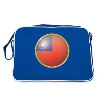 Taiwan Emblem - Retro Tasche - Blau/Weiß - Hinten