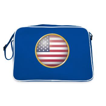 USA Emblem - Retro Tasche - Blau/Weiß - Hinten