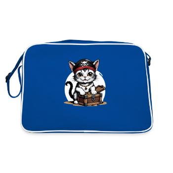 Pirate Chat Drôle Enfants Chemise Cadeau Pirate - Sac Retro - bleu/blanc - Dos