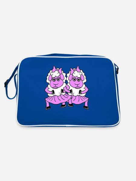 2 Couple de moutons Fatigué Ennuyé Copines Cool - Sac Retro - bleu/blanc - Dos