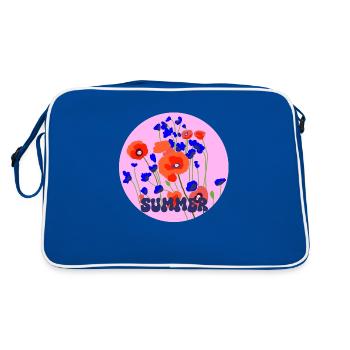Sommer Mohn - Retro Tasche - Blau/Weiß - Hinten