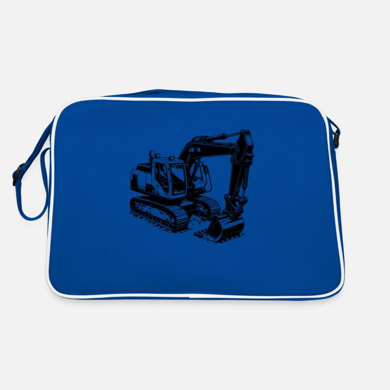 Technik trifft auf Kraft Muskelprotz Bagger Retro Tasche