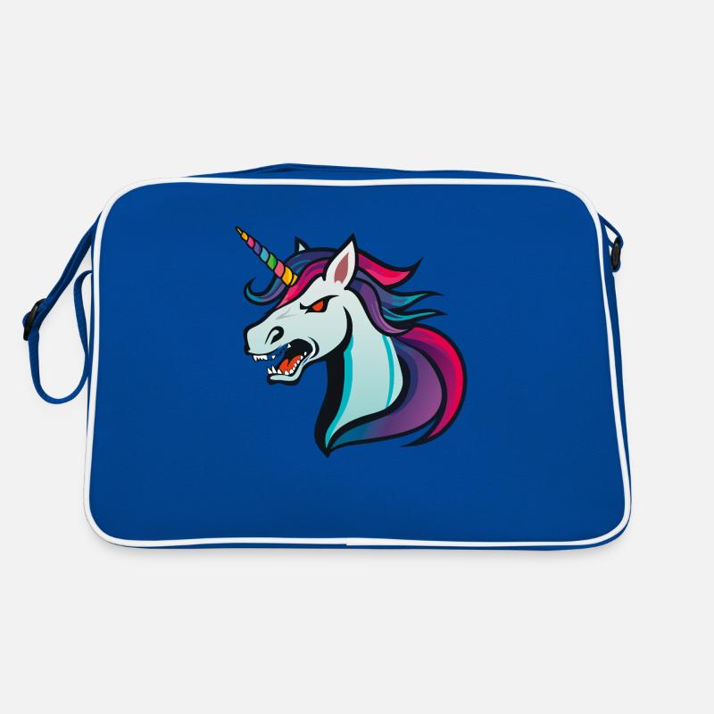 Unicorn Evil - Retro Tasche - Blau/Weiß