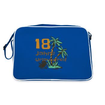 18. Geburtstag und Urlaubsreif - Retro Tasche - Blau/Weiß - Hinten