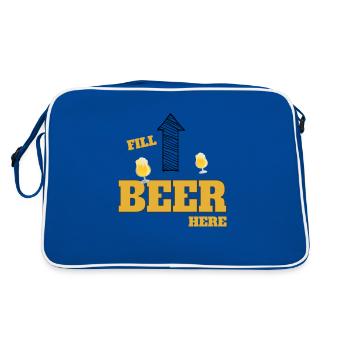Funny saying for beer fans Fill Beer Here - Retro Bag - blue/white - Back