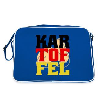 Deutsche Kartoffel - Parodie Scherz Nationalflagge - Retro Tasche - Blau/Weiß - Hinten