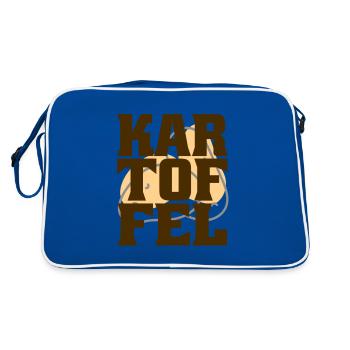 Lustiges Kartoffel Design mit Text für Deutsche - Retro Tasche - Blau/Weiß - Hinten