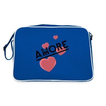 Amore with heart - Retro Bag - blue/white - Back