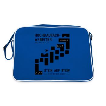 Hochbaufacharbeiter Maurer - Retro Tasche - Blau/Weiß - Hinten