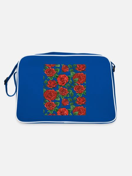 Roses Pattern - Retro Bag - blue/white - Back