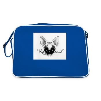 Sphynx Katze Hell - Retro Tasche - Blau/Weiß - Hinten
