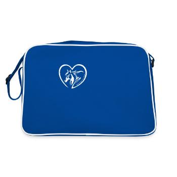 Pferdekopf mit Herz - Best Friends forever - Retro Tasche - Blau/Weiß - Hinten