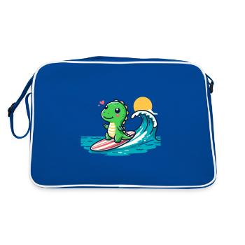 Designs For Kids – Lustige Dinosaurier - Retro Tasche - Blau/Weiß - Hinten