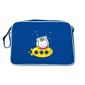 T-shirt Licorne cadeau de sous-marin jaune idée - Sac Retro - bleu/blanc - Dos