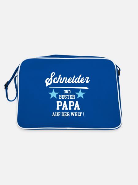 Schneider Bester Papa Vatertag Geburtstag - Retro Tasche - Blau/Weiß - Hinten