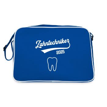 Zahntechniker 2025 Ausbildung Prüfung Zahntechnik - Retro Tasche - Blau/Weiß - Hinten