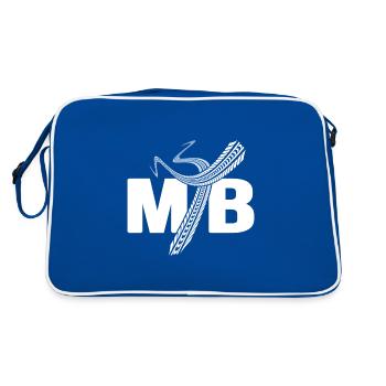 MTB mountain biker tire track bike trail dirtbike - Retro Bag - blue/white - Back