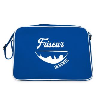 Friseur Rente Rentner Frisör Ruhestand Coiffeur - Retro Tasche - Blau/Weiß - Hinten