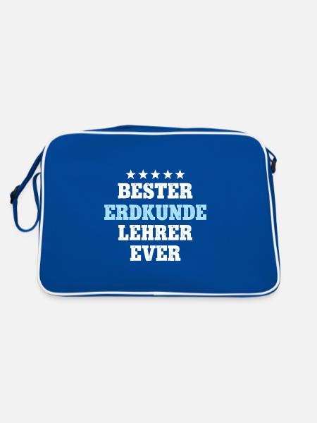Bester Erdkunde Lehrer Geologe Geographie Dozent - Retro Tasche - Blau/Weiß - Hinten