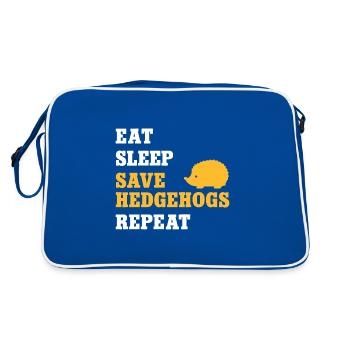 Igel Liebe Tierfreund Weißbauchigel Igelretter - Retro Tasche - Blau/Weiß - Hinten