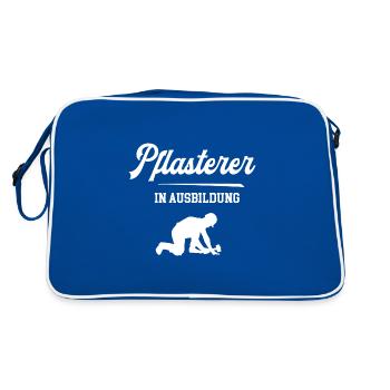 Pflasterer Ausbildung Pflastererazubi Lehre Azubi - Retro Tasche - Blau/Weiß - Hinten