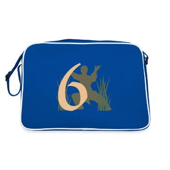 Ninja Kämpfer 6. Kinder Geburtstag Geschenk - Retro Tasche - Blau/Weiß - Hinten