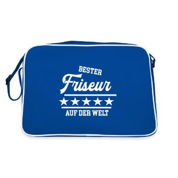 Bester Friseur der Welt weltbester Meister Frisör - Retro Tasche - Blau/Weiß - Hinten
