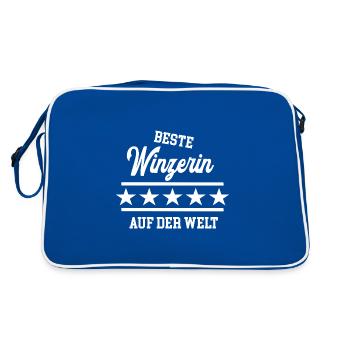 Beste Winzerin der Welt weltbeste Weinbäuerin - Retro Tasche - Blau/Weiß - Hinten