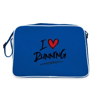 Ich liebe Rennen - Retro Tasche - Blau/Weiß - Hinten