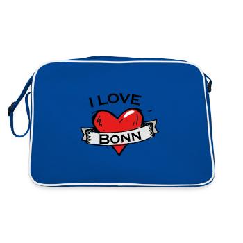 Bonn - Ich liebe Stadtnamen in Tattoo Stil - Retro Tasche - Blau/Weiß - Hinten