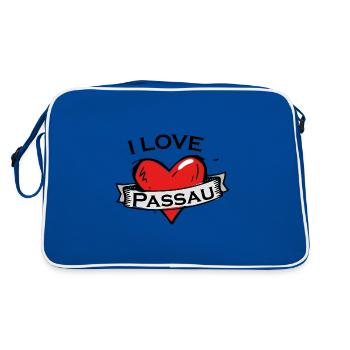 Passau - Ich liebe Stadtnamen in Tattoo Stil - Retro Tasche - Blau/Weiß - Hinten