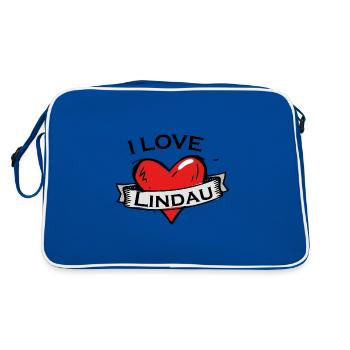 Lindau - Ich liebe Stadtnamen in Tattoo Stil - Retro Tasche - Blau/Weiß - Hinten