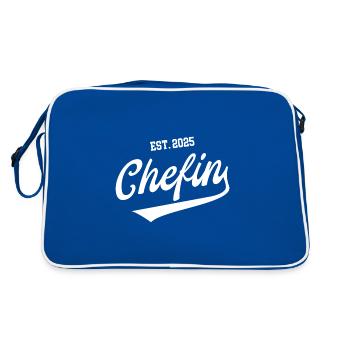 Chefin 2025 Selbstständig Gründerin Startup Firma - Retro Tasche - Blau/Weiß - Hinten