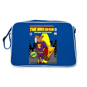 The Breaver Funny Beaver Animal Superhero Comics - Retro Bag - blue/white - Back