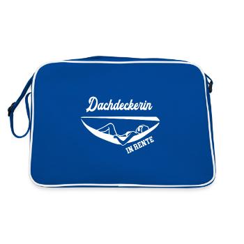 Dachdeckerin Rente Rentnerin Dachbau Ruhestand - Retro Tasche - Blau/Weiß - Hinten