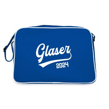 Glaser 2024 Ausbildung Prüfung Glaserei Beruf Glas - Retro Tasche - Blau/Weiß - Hinten