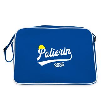 Polierin 2025 Beruf Polier Bauleitung Leiterin Bau - Retro Tasche - Blau/Weiß - Hinten
