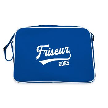 Friseur 2025 Ausbildung Beruf Friseure Azubi - Retro Tasche - Blau/Weiß - Hinten