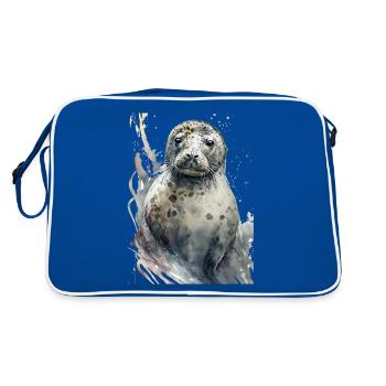 Sceau doux mignon réaliste aquarelle - Sac Retro - bleu/blanc - Dos