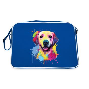 Labrador - Retro Tasche - Blau/Weiß - Hinten